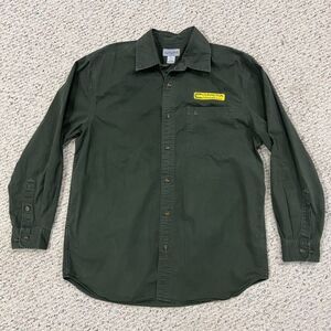 Carhartt Men's 100% Cotton Long Sleeve Dark Green Work Shirt Size Large